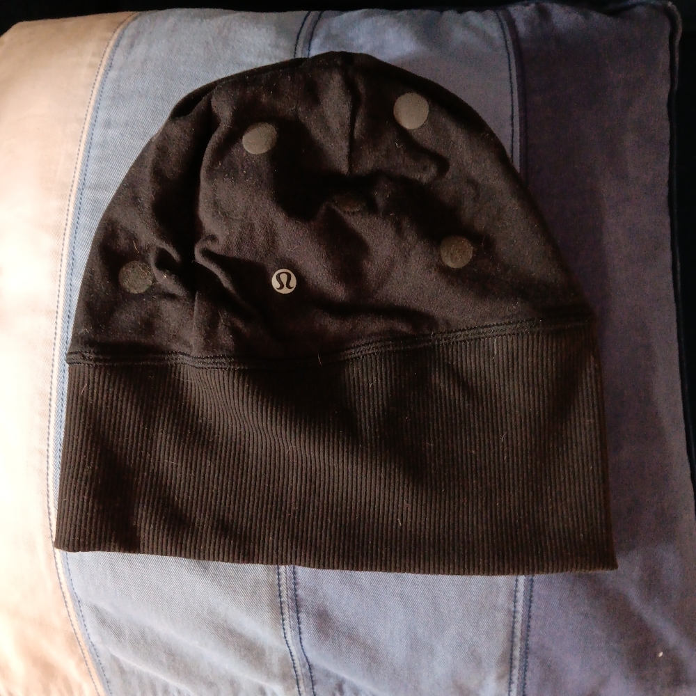 LULULEMON Forget The Shivers Black Cotton Beanie Reversible